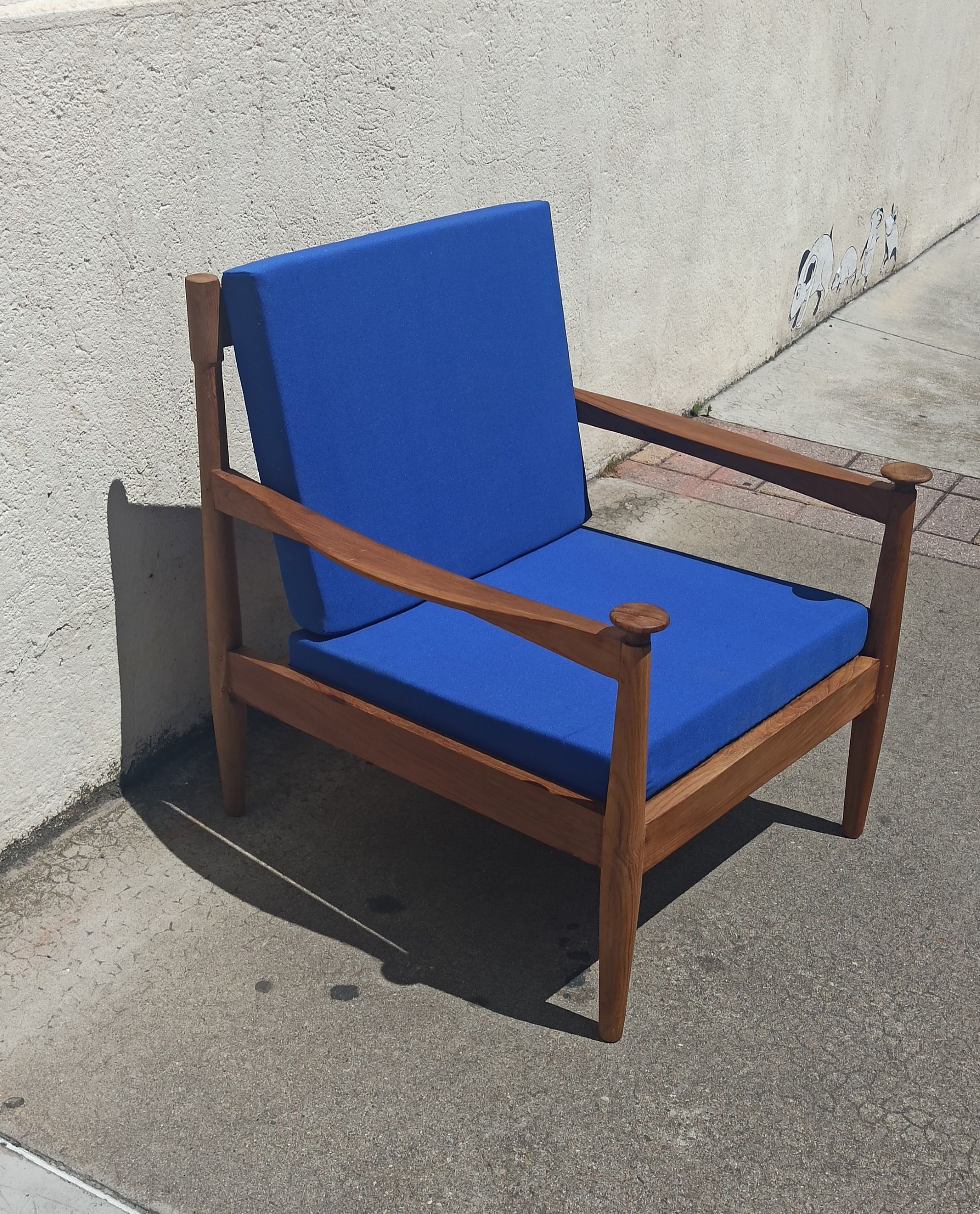 Pair of scandinavian armchairs 50s solid teak