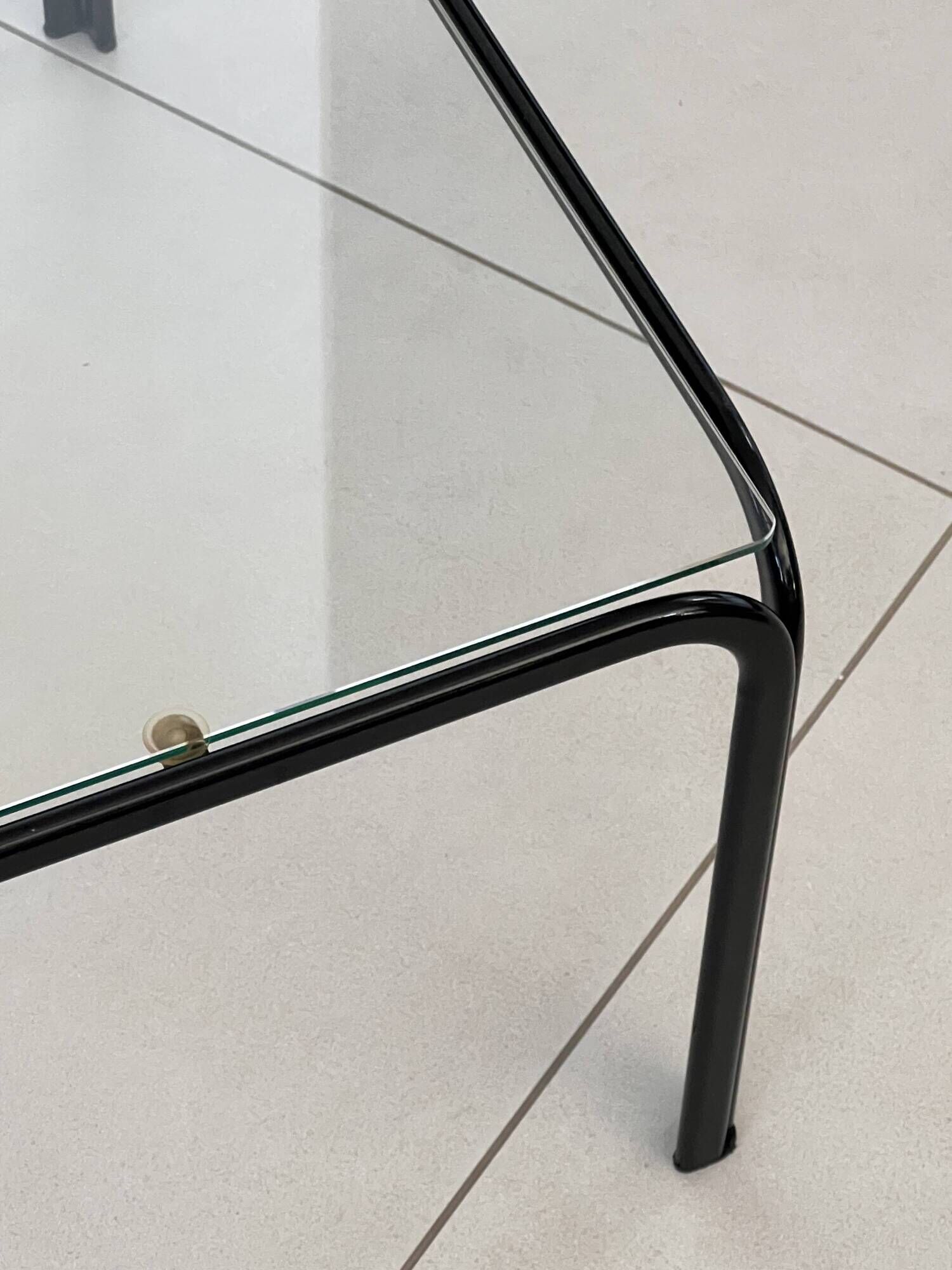 Large coffee table in glass and metal, Italy 1970s.