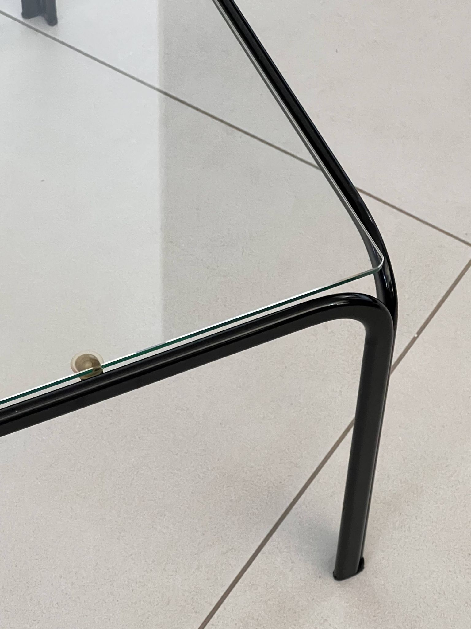 Large coffee table in glass and metal, Italy 1970s.