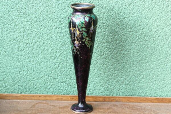 Vase émaillé, art nouveau, Limoges, Jules Sarlandie
