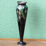 Enameled vase, art nouveau, Limoges, Jules Sarlandie
