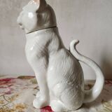 Carafe à chat absinthe en majolique george dreyfus antique vers 1900 avec tête et poignée de queue amovibles