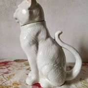 Carafe à chat absinthe en majolique george dreyfus antique vers 1900 avec tête et poignée de queue amovibles