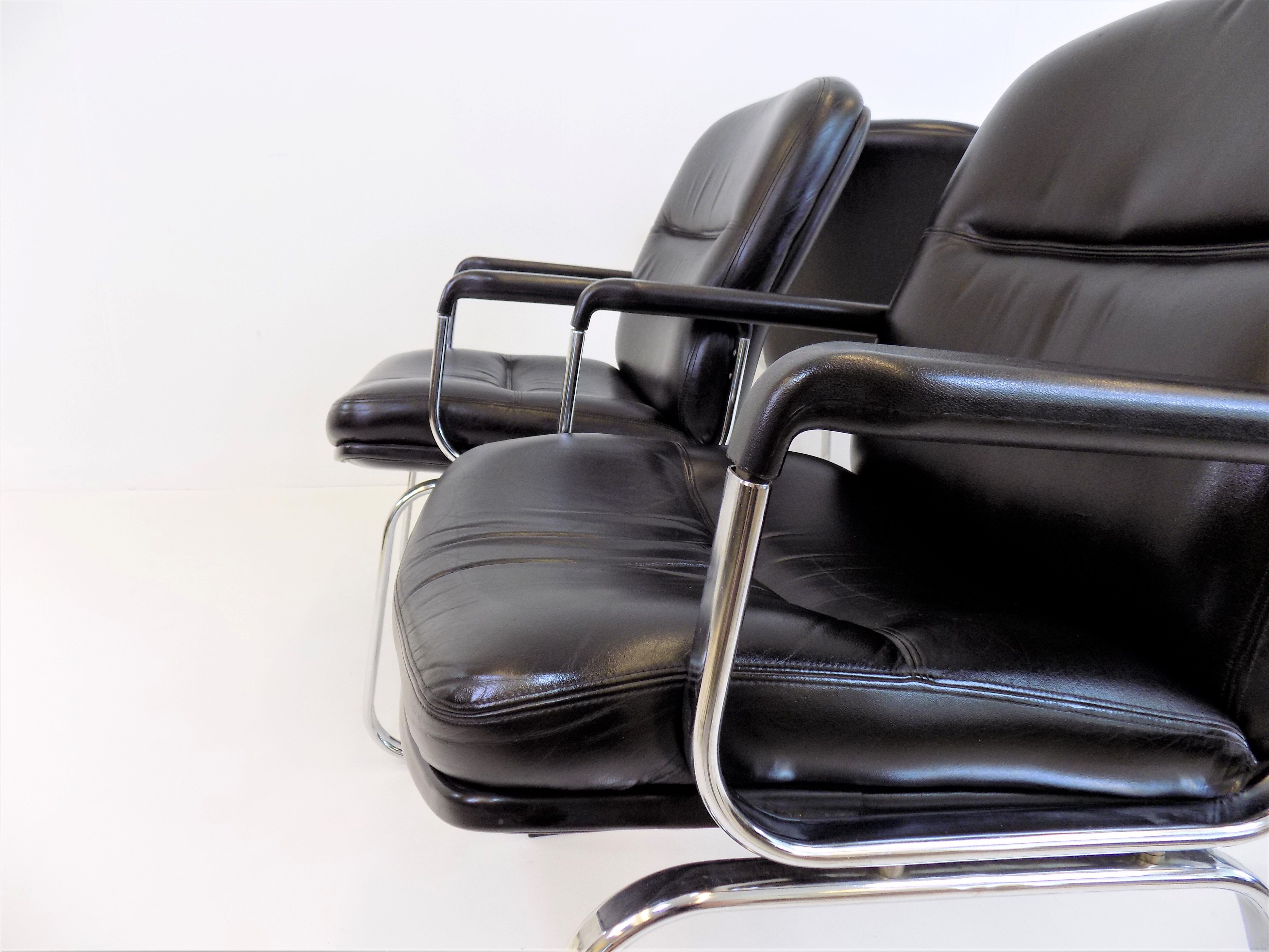 Set of 4 leather office chairs by Grahl