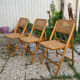 Lot de 3 chaises pliantes en bois et cannage