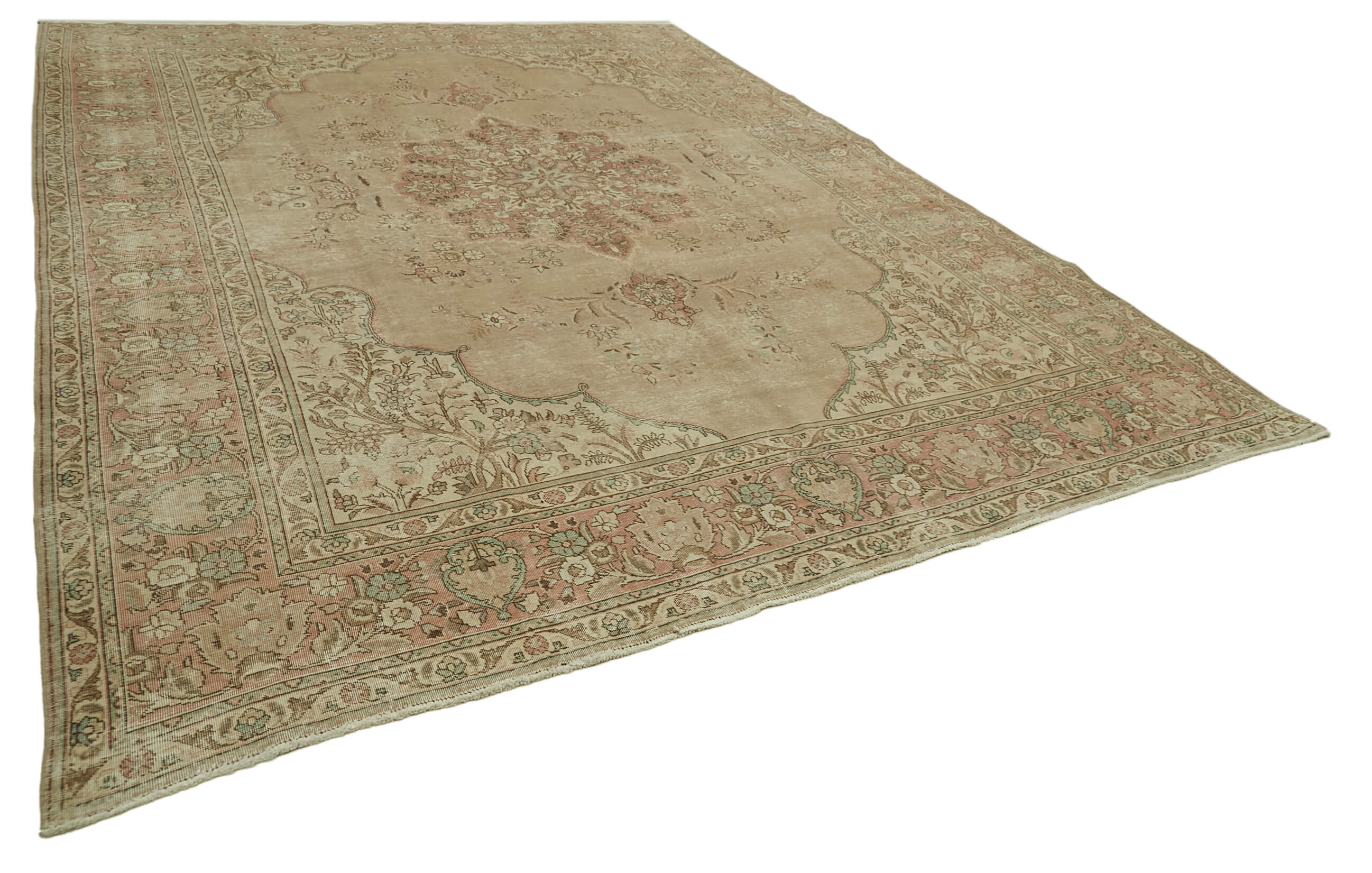 Hand-knotted oriental vintage 300 cm x 392 cm beige wool rug