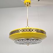 1970s Ludib Mid-Century Pendant Lamp in Yellow Metal, Brass and Glass