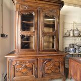 Louis XV period 18th century two-part sideboard in solid oak with glass