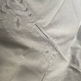 Linen tablecloth .embroidered .monogram T P . 296 cm x 170 cm