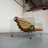 Canapé Hyaline en cuir et verre par Fabio Lenci pour Comfortline Italie 1960