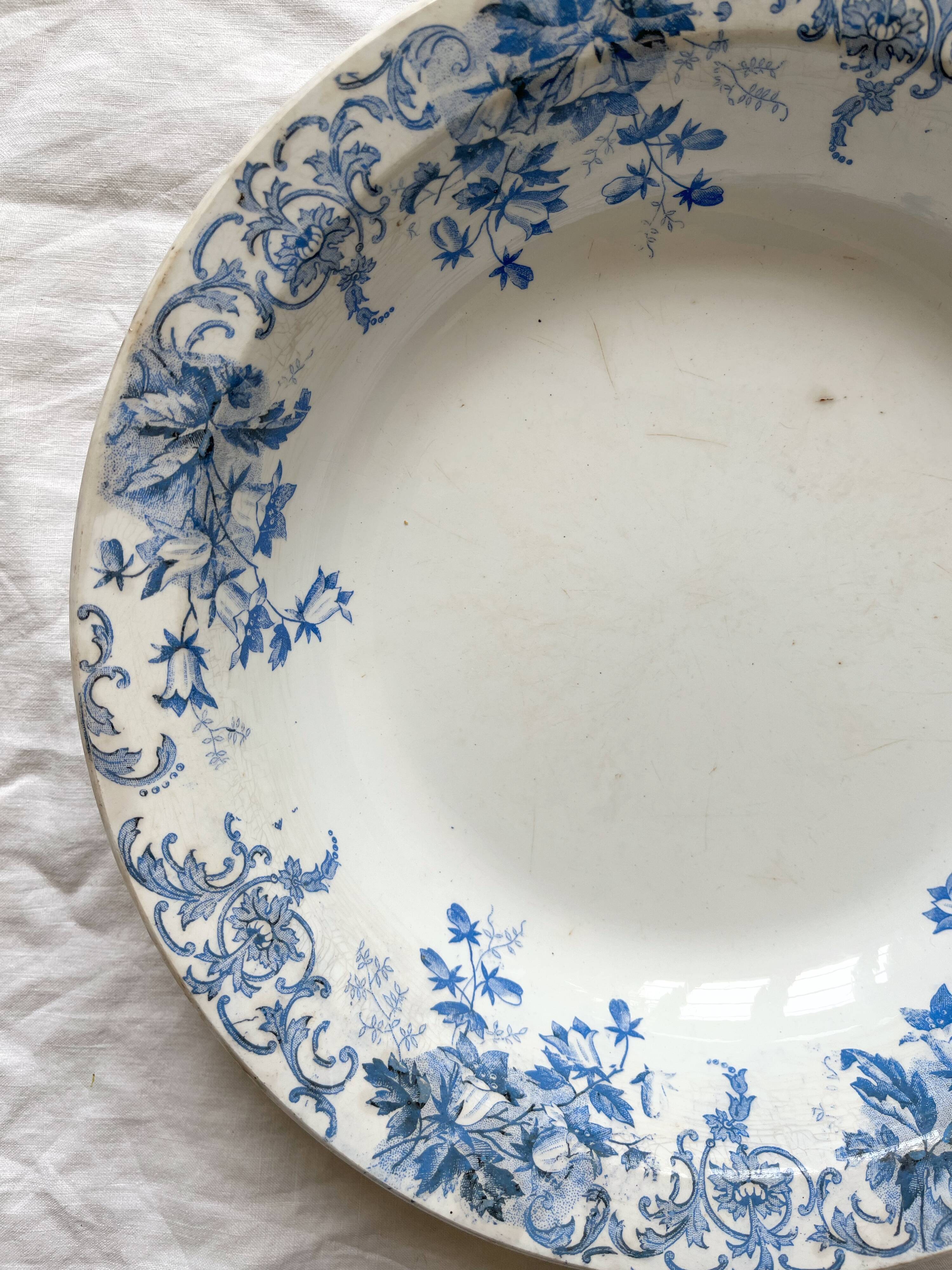 Deep earthenware dish "Campanule" Saint Amand et Hamage