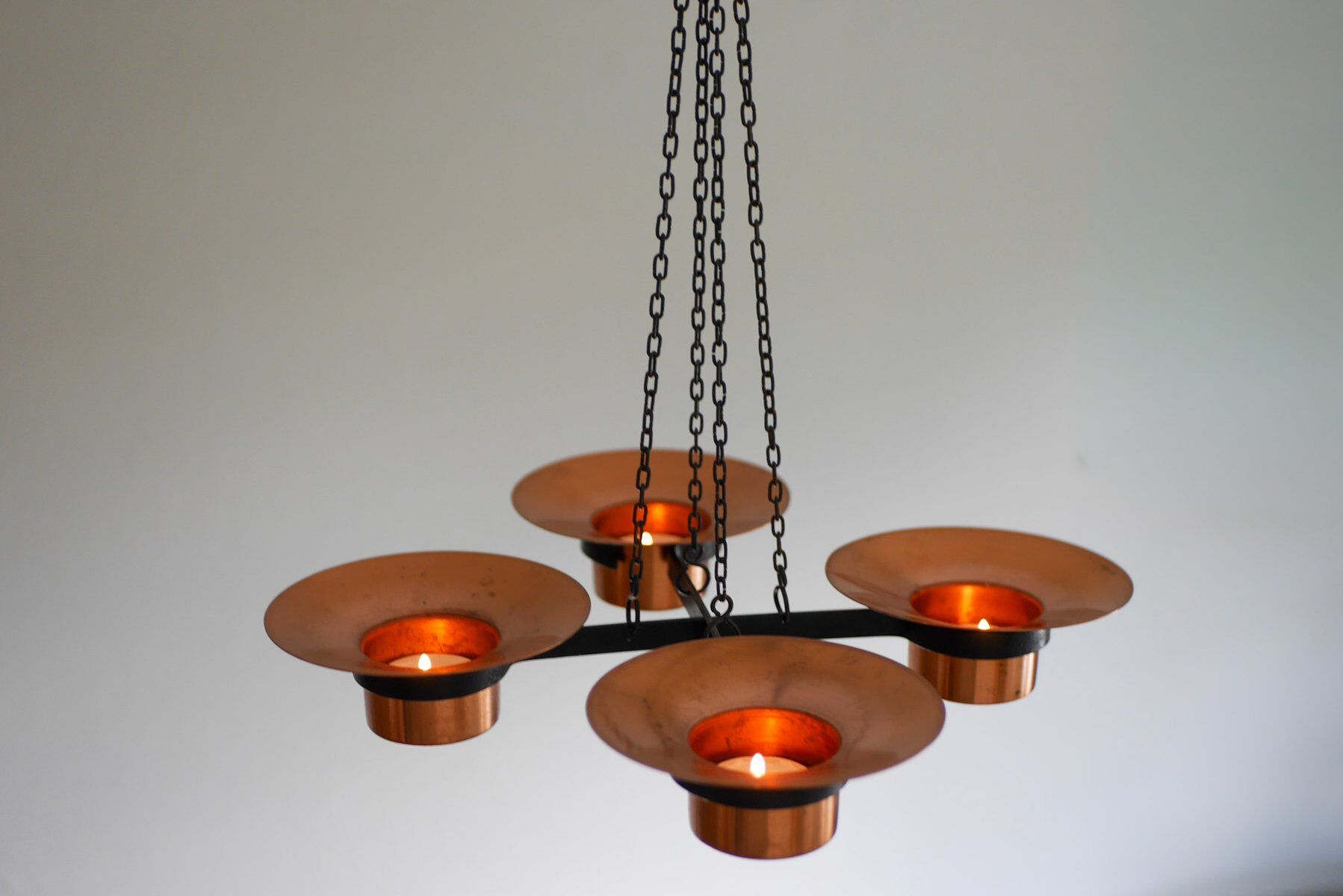 Metal and copper candleholder pendant by Carl Thore, 1975