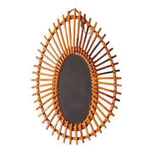 Miroir soleil en rotin