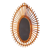 1960s rattan sun mirror
