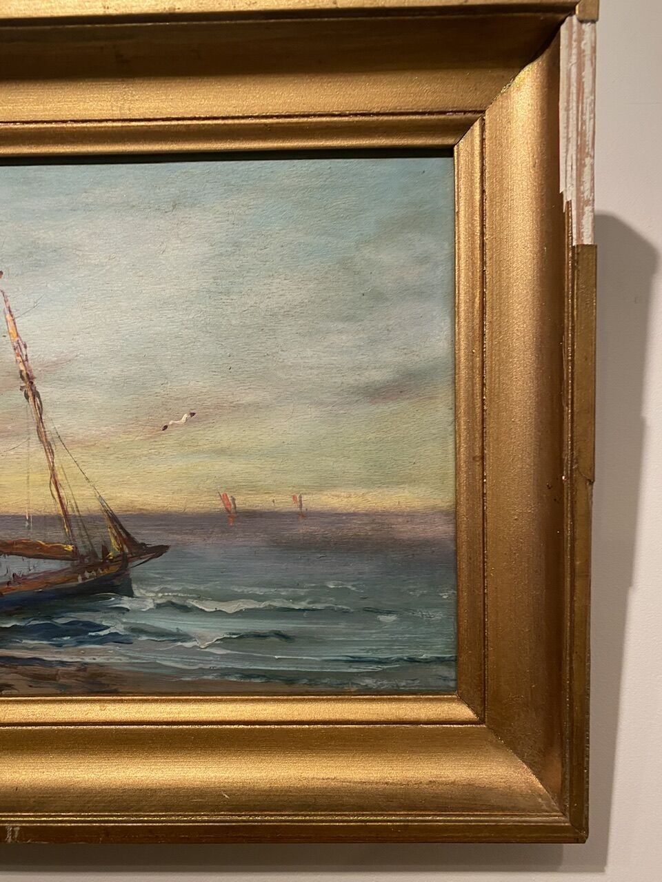 Old painting, Marine, signed, XX century
