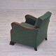 Fauteuil relax danois des années 1950, tissu en laine mélangée verte, bois de hêtre.