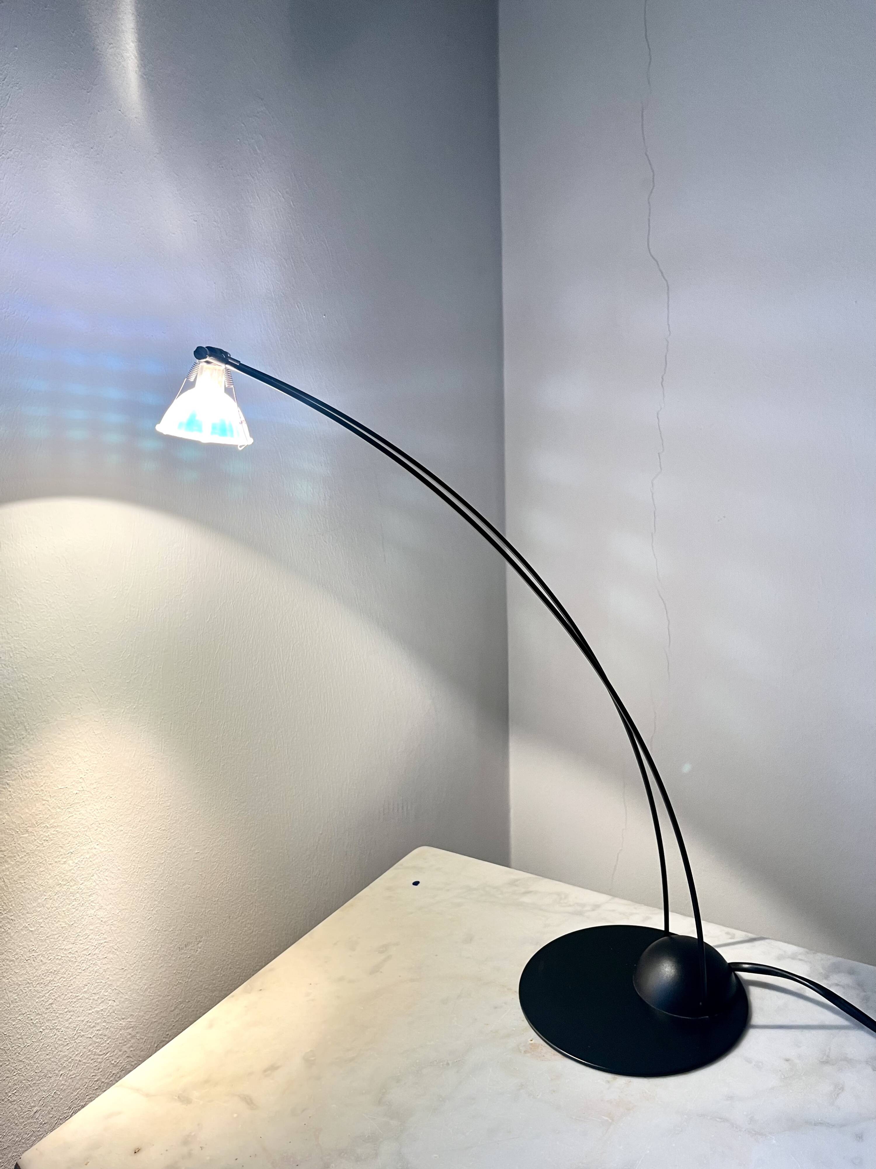 German Vintage Minimalistic table Arc Lamp by Hustadt Leuchten, 1980s