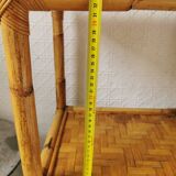 70's rattan and bamboo shelf