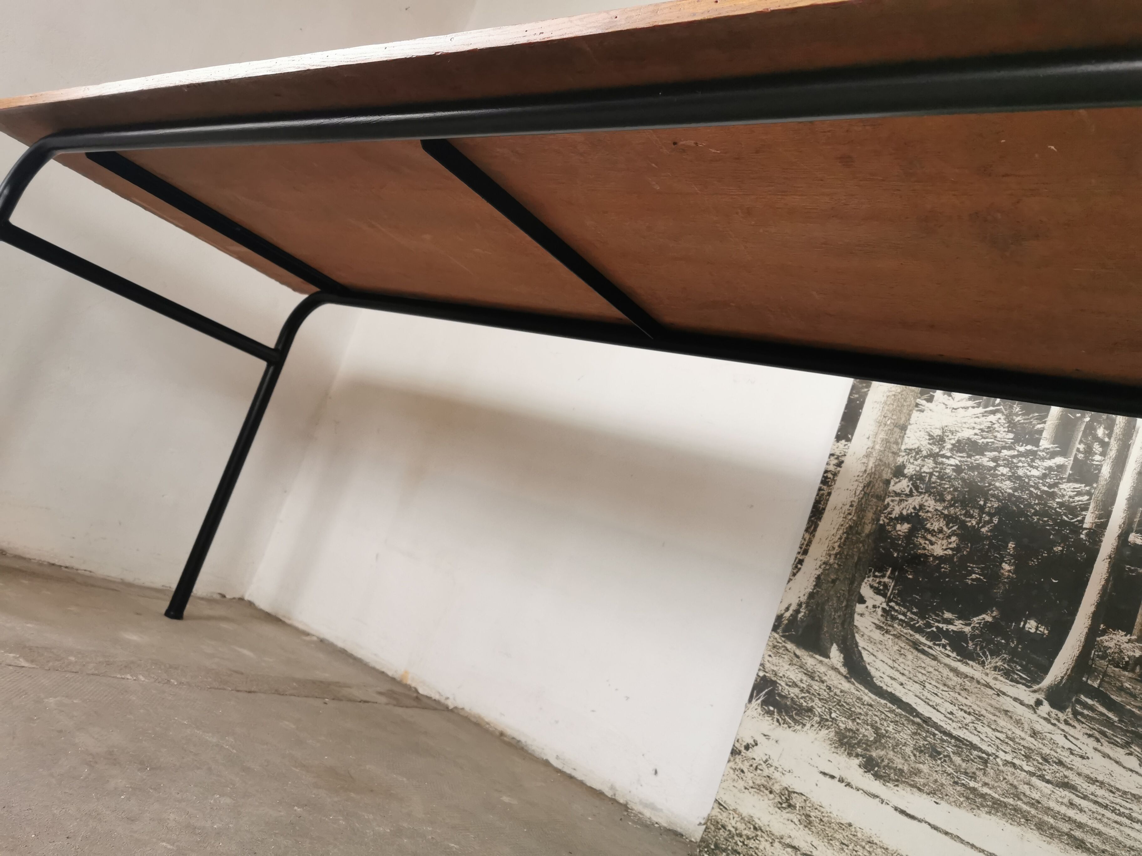 Refectory table Mullca metal and wood 1960