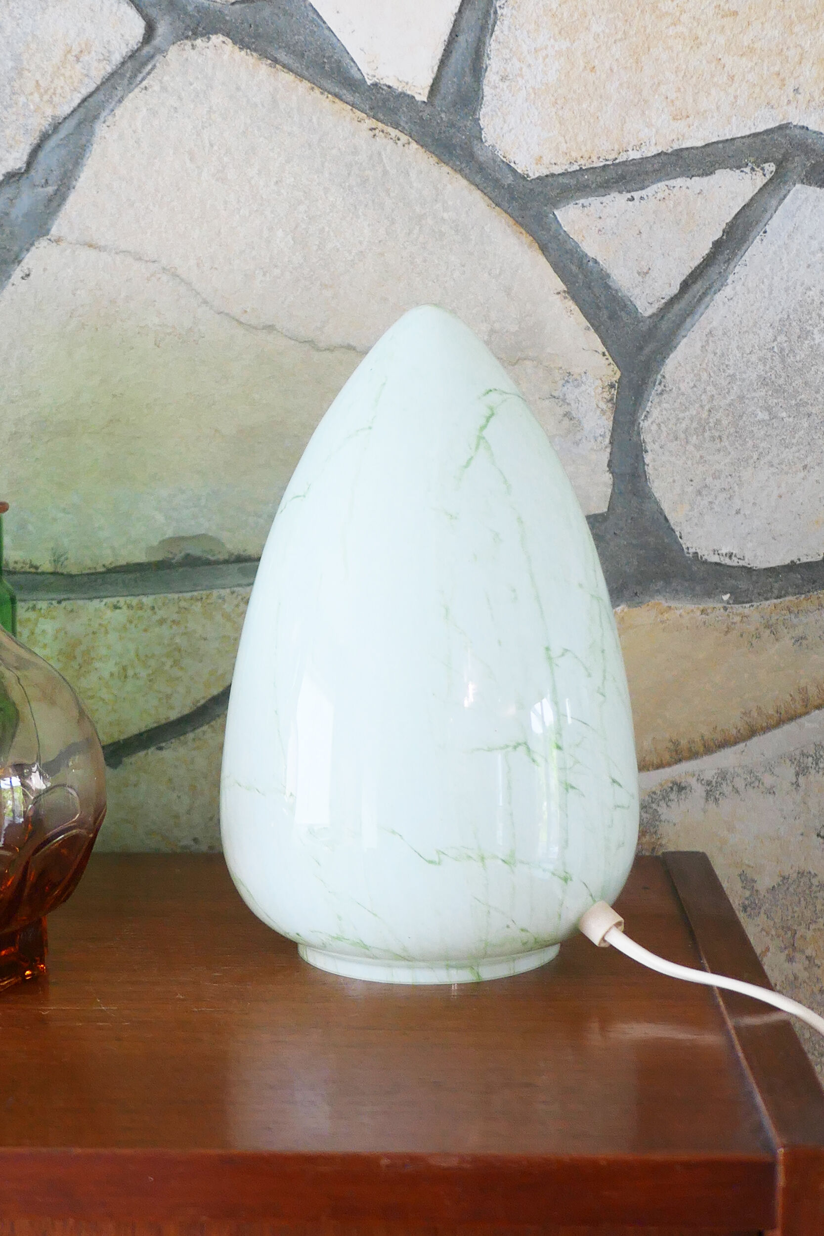 marbled opaline glass egg lamp 1970-80