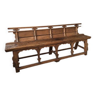 Chinese Bench 19th Century Solid Elm Temple