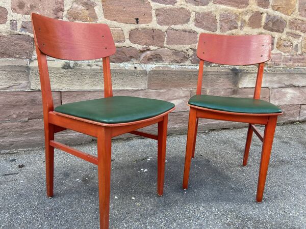 Paire de chaises bistrot vintage simili 1960