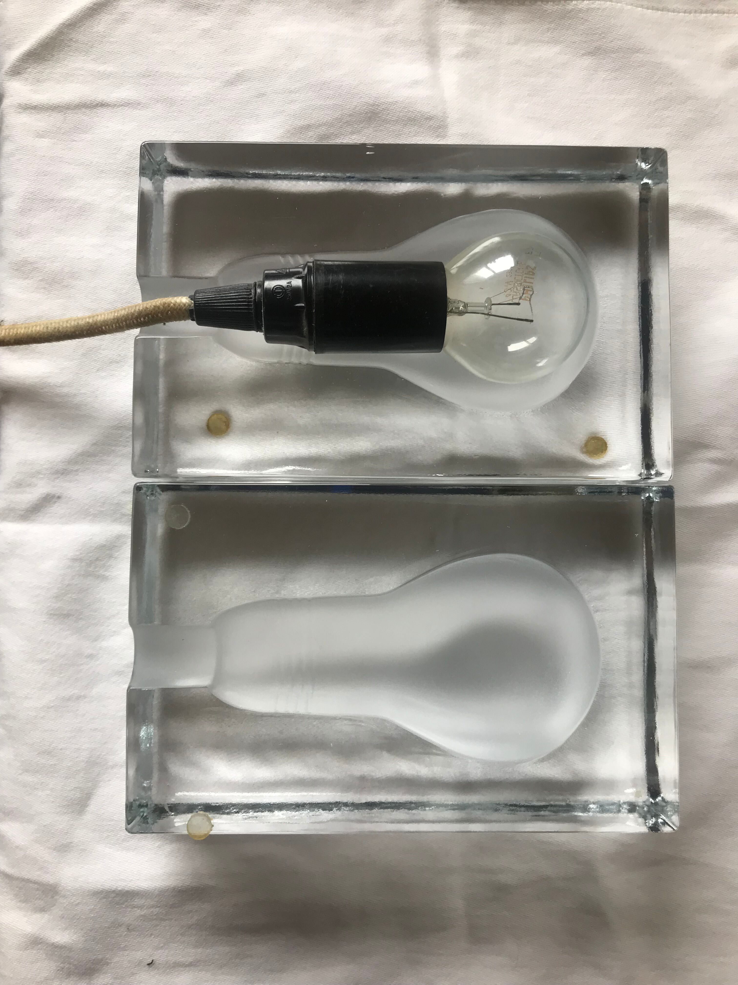 Pair of glass block lamps