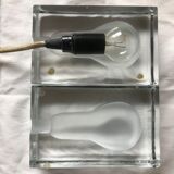 Pair of glass block lamps