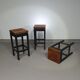 3 x tabourets de construction en chêne années 1960