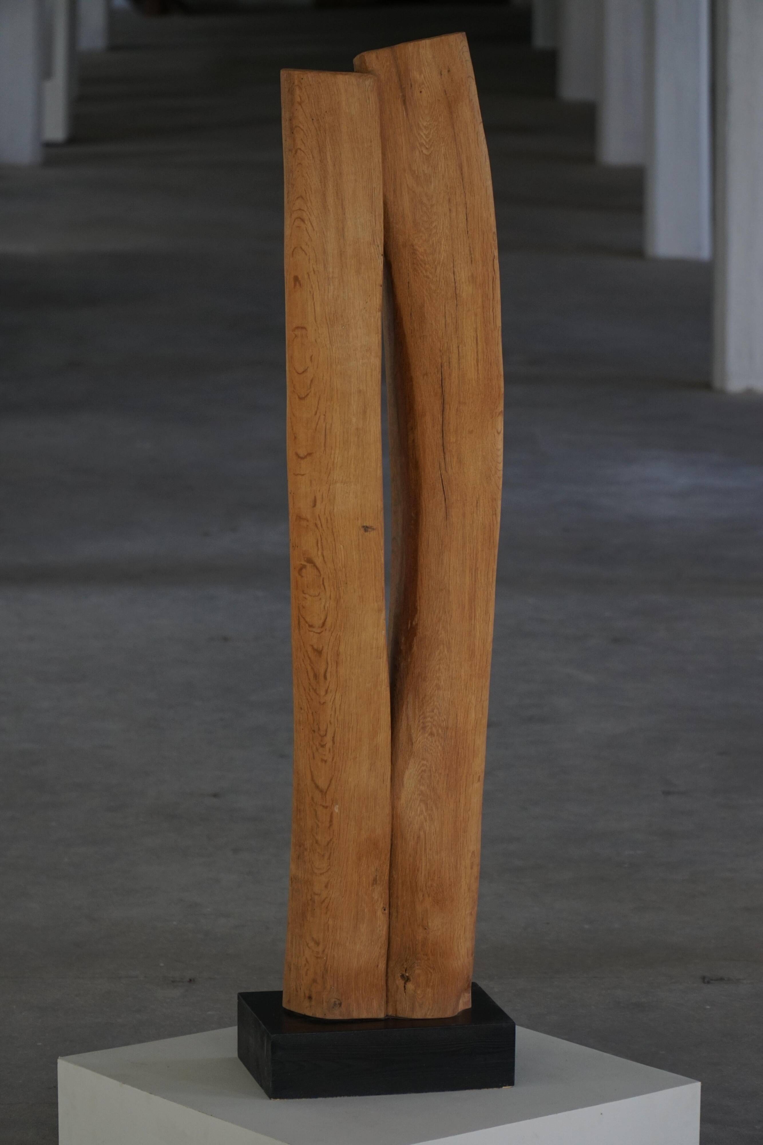 Large Wooden Sculpture "Joy" by Ole Wettergren, Modern Danish, 1980s