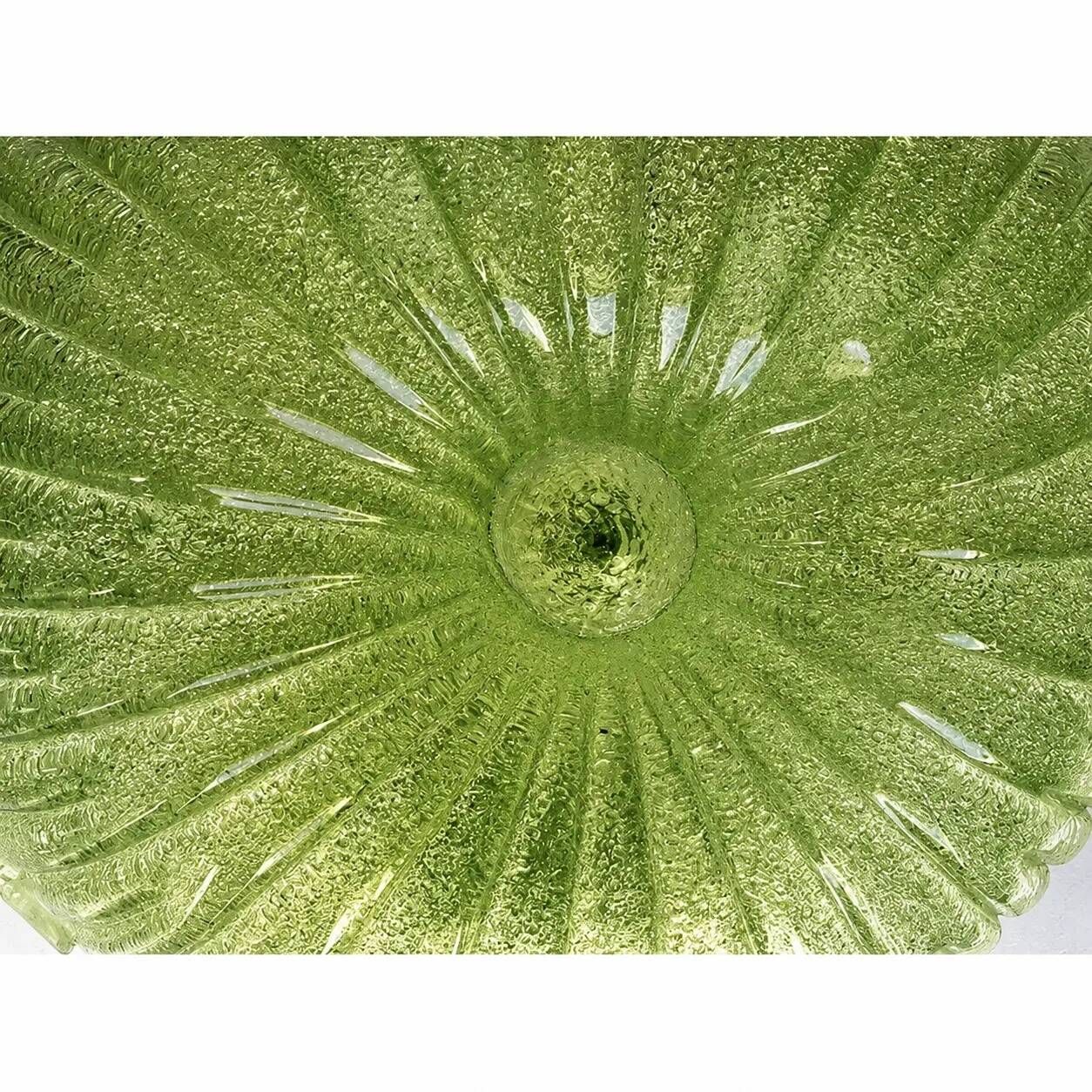Green Murano Glass Italian Graniglia" Budino" Flush Mount in 70' Style