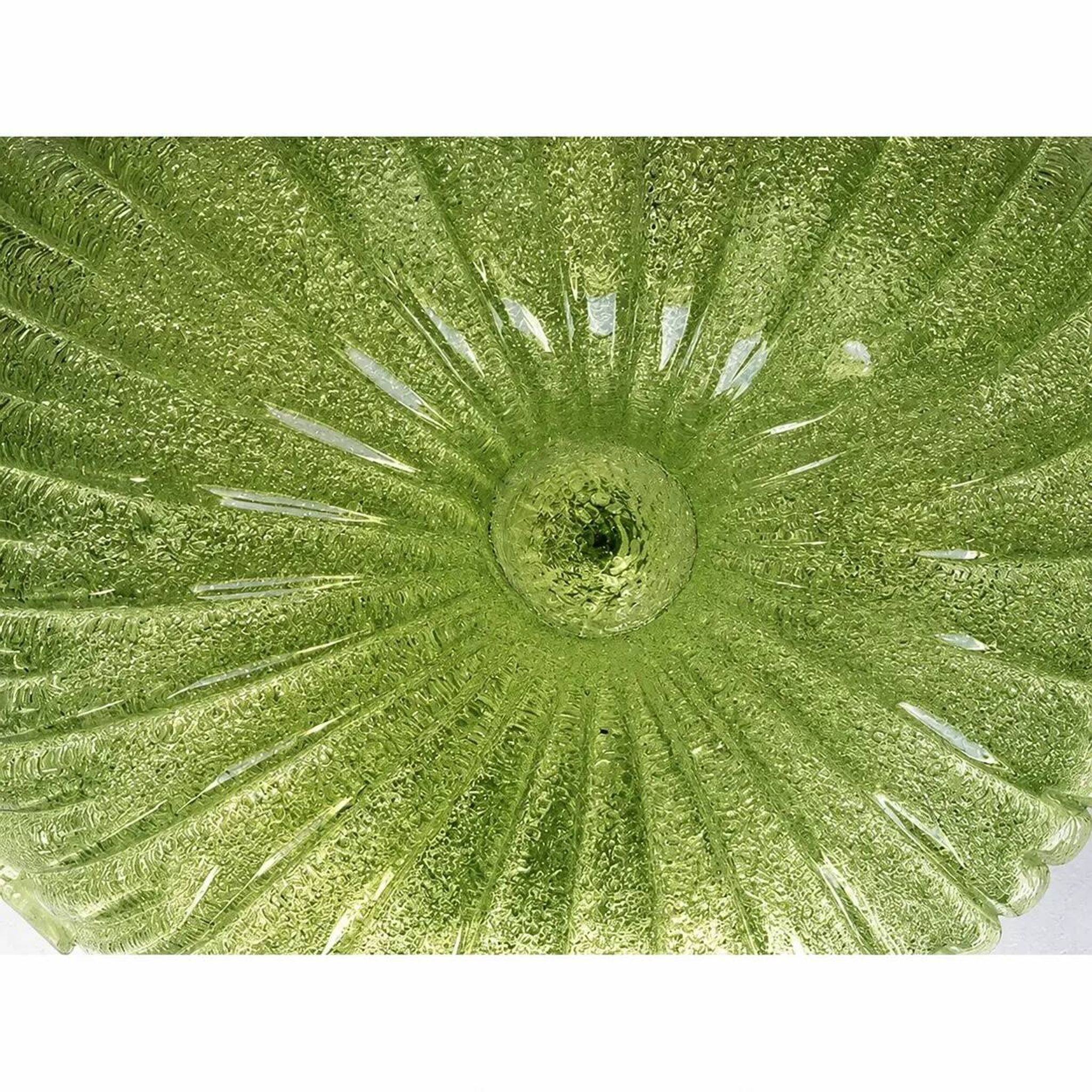 Green Murano Glass Italian Graniglia" Budino" Flush Mount in 70' Style