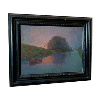 Peinture à l'huile sur toile signée u.masi 1926 parc des cascine