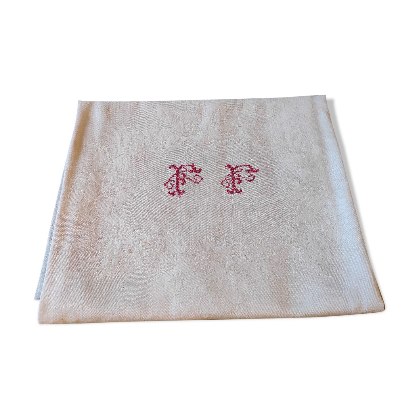 Serviette de table vintage monogrammée FF