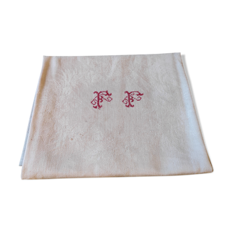 Serviette de table vintage monogrammée FF