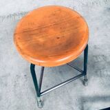 Set of Industrial Green Tripod Stool Set, Belgium, 1950s