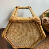 Low rattan stool