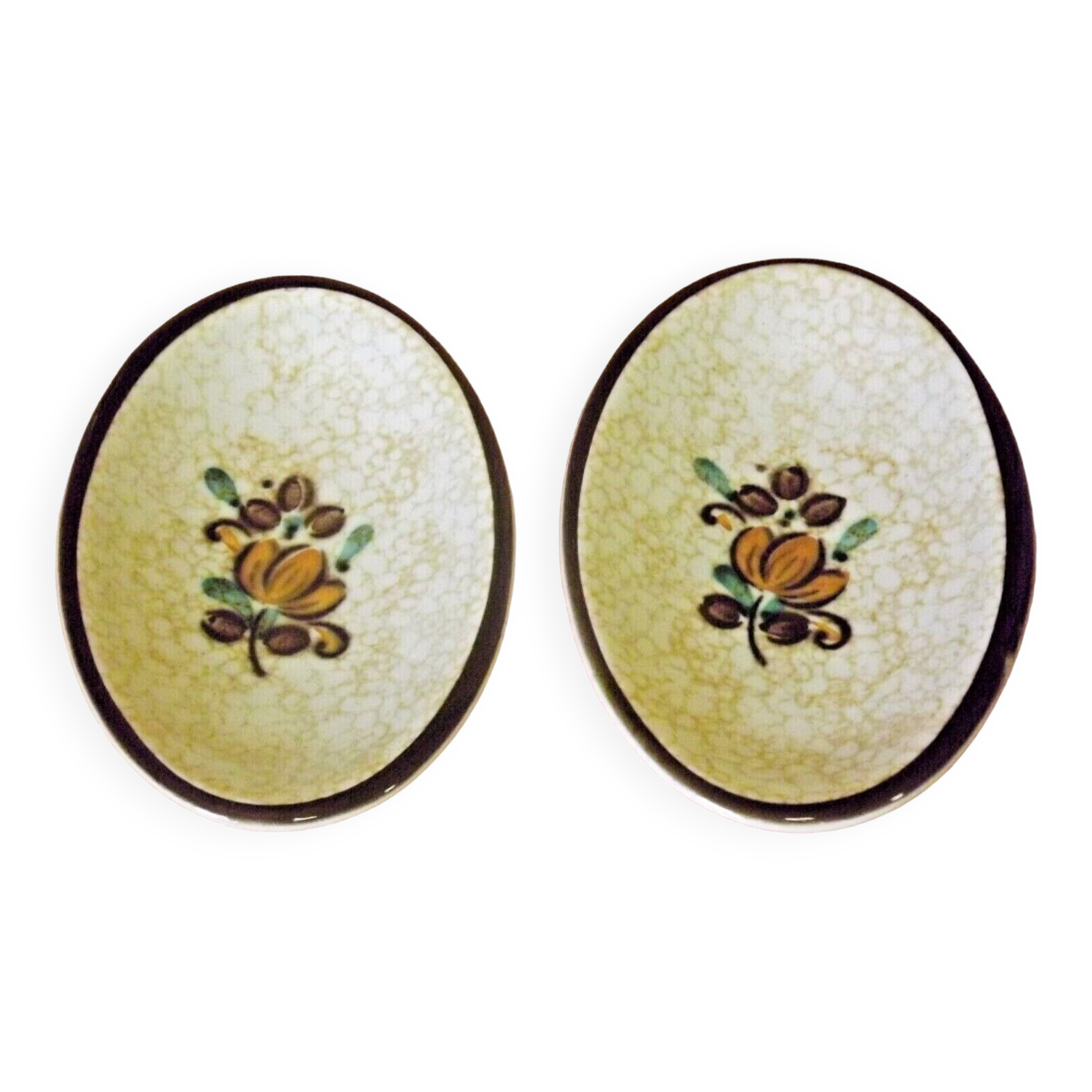 Vintage Boch La Louvière Corfou Collection Pair of Small Oval Serving Plates