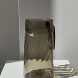 Vintage striated smoked glass carafe