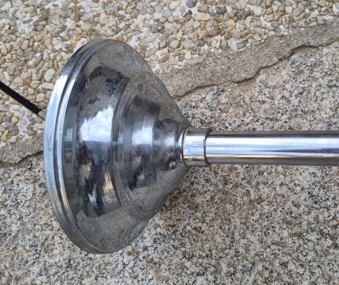ceiling lamp, aluminum and chiseled glass, vintage, 50s