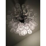 Murano Glass Sputnik Chandelier With "Corteccia" Tubes Italian Glass