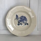 Set of 20 Digoin soup plates, blue rose patterns