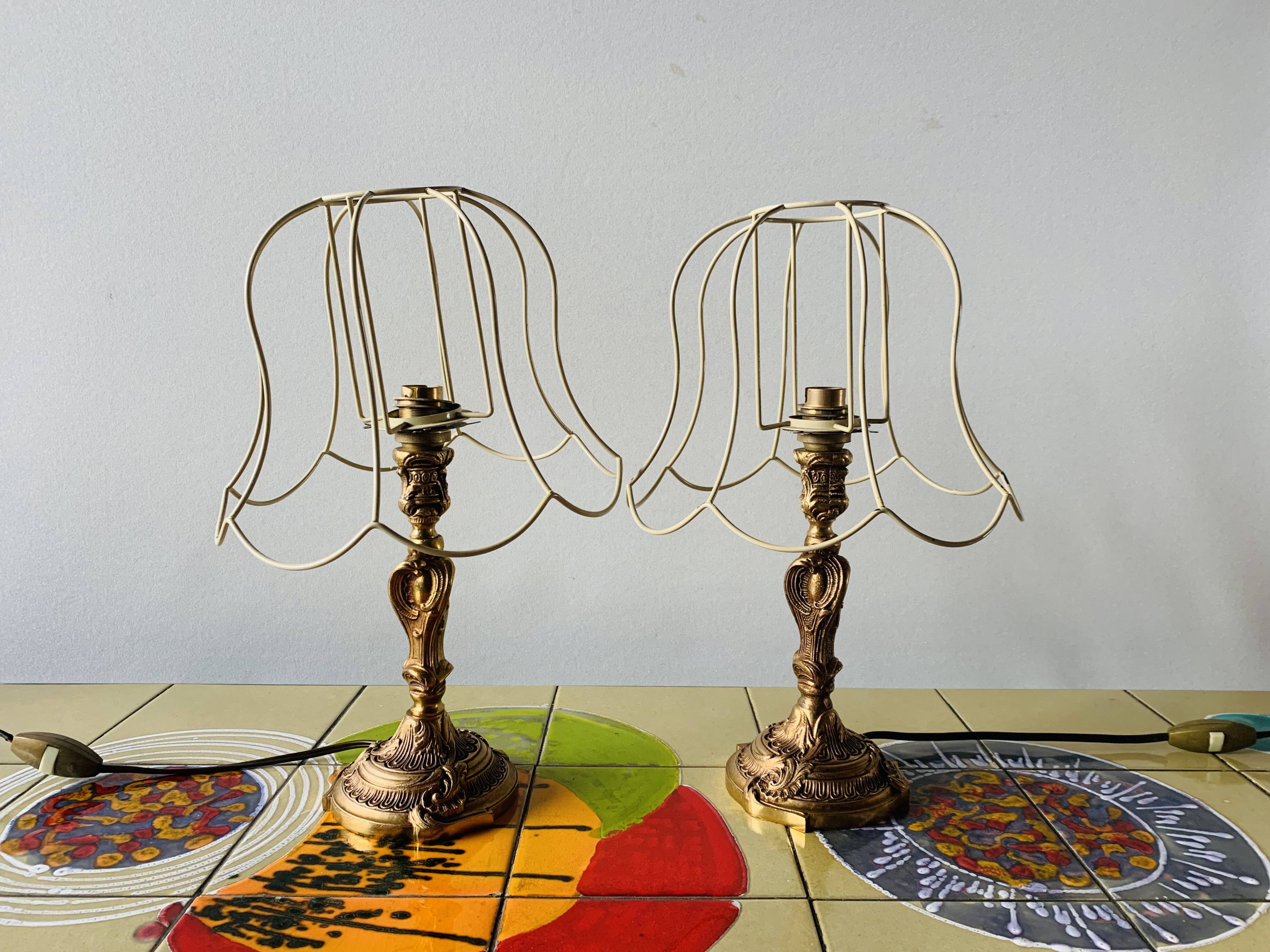 Pair of vintage brass lamps