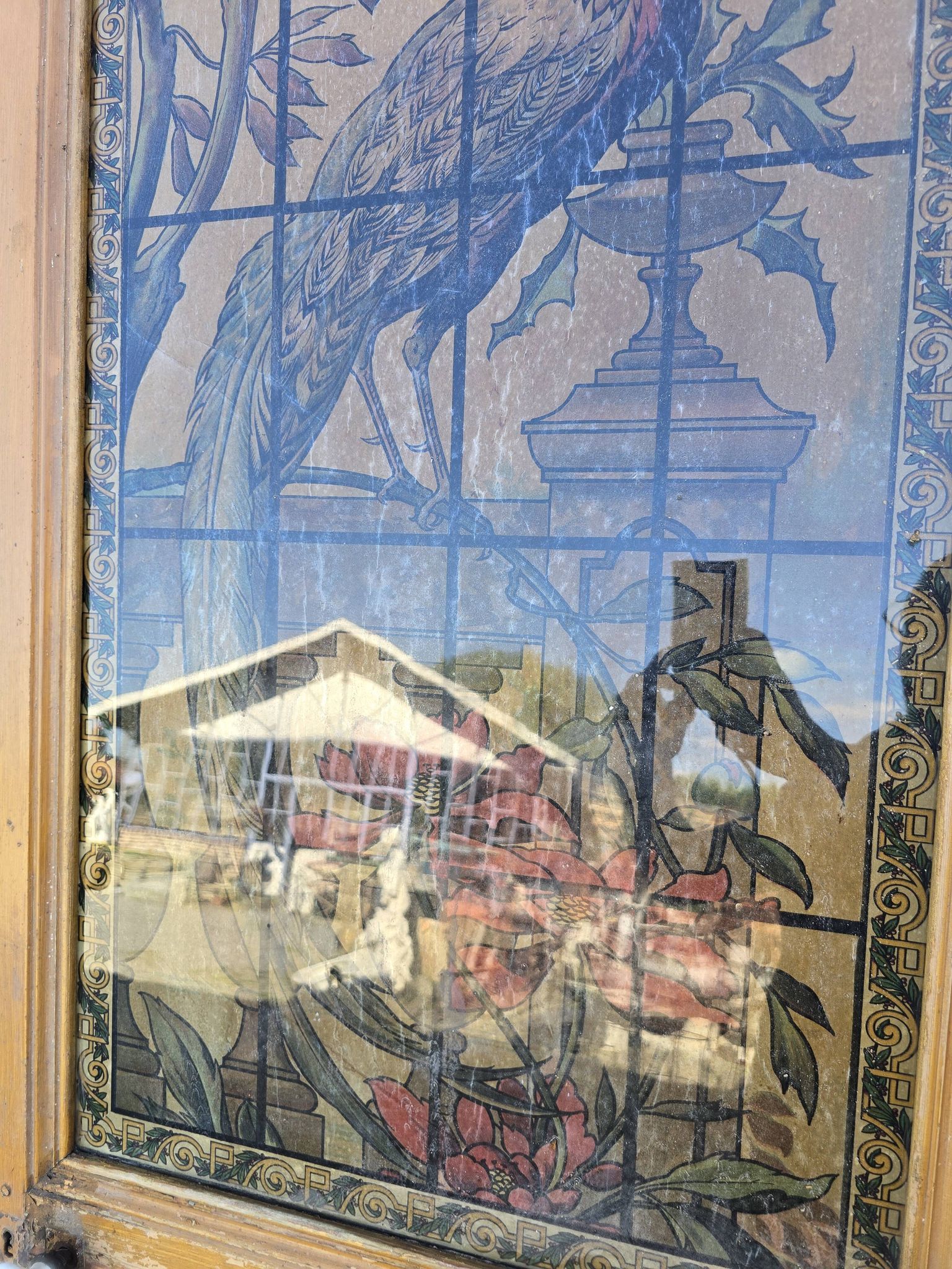 old door with decorated window