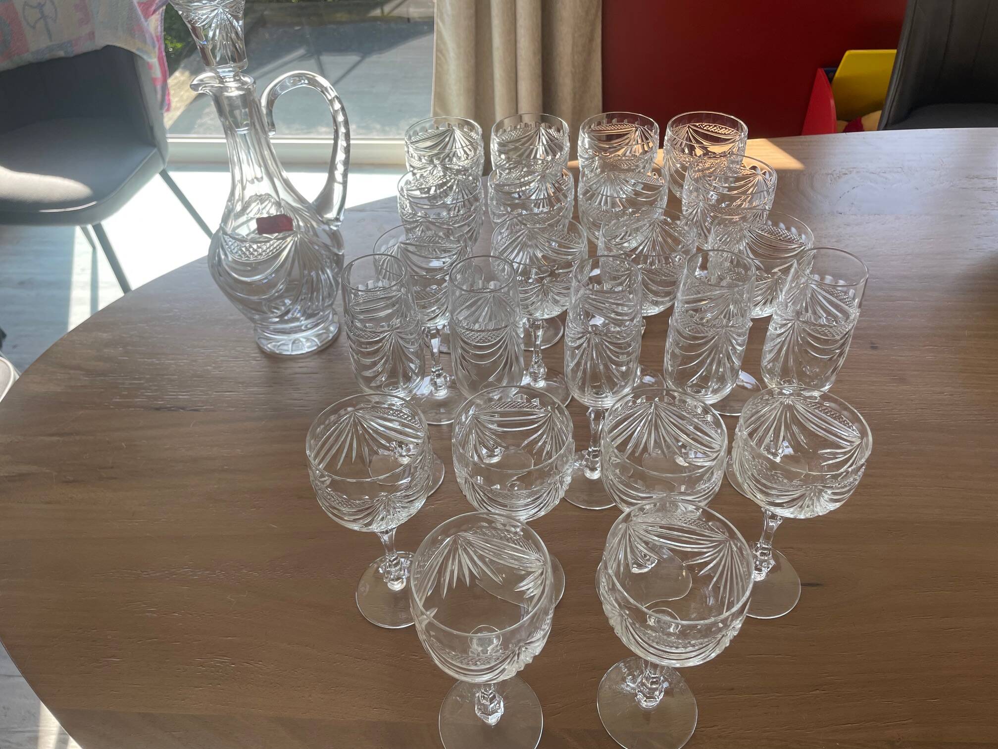 Carafe and crystal glasses