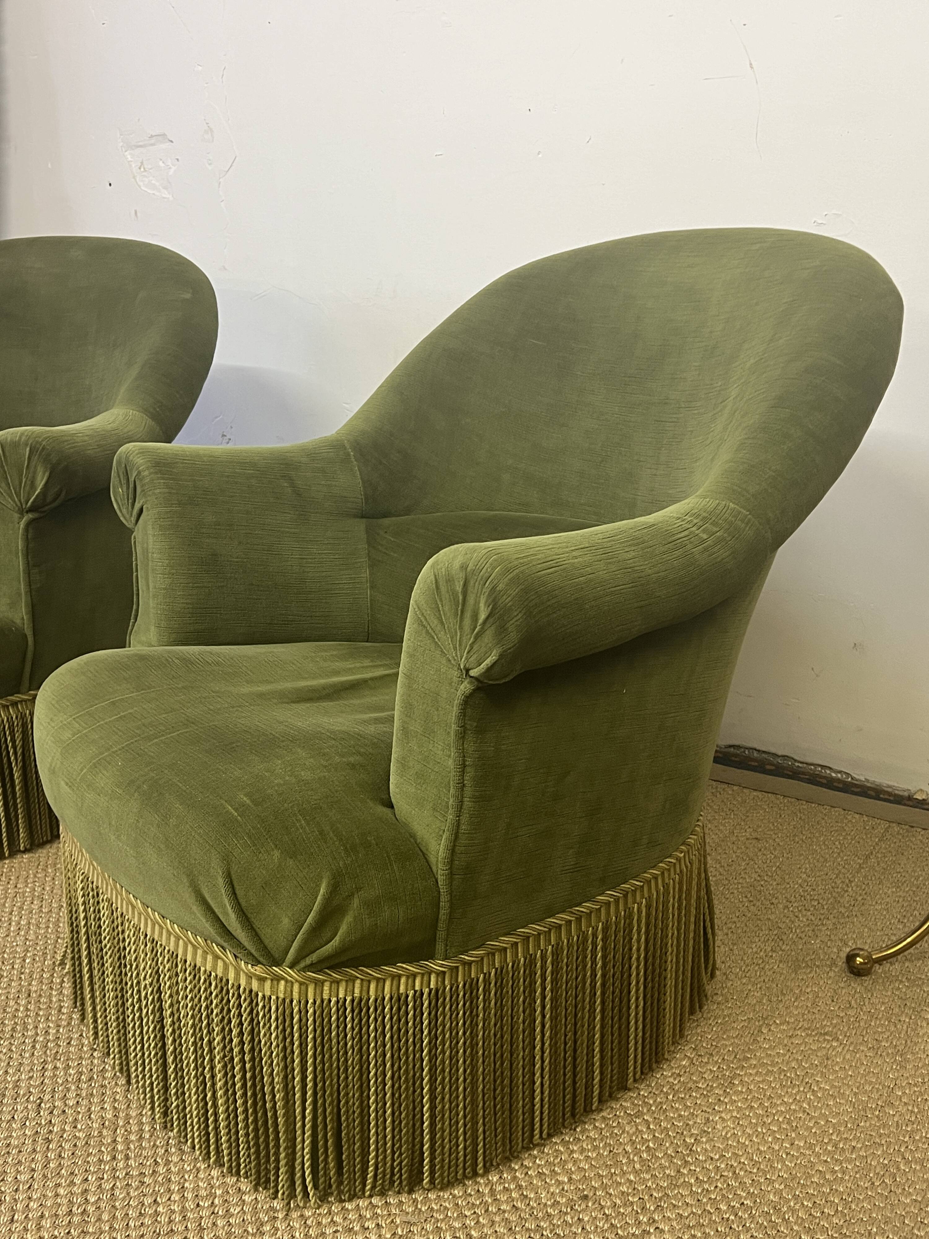 Pair of green toad armchairs
