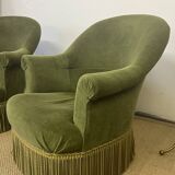 Pair of green toad armchairs