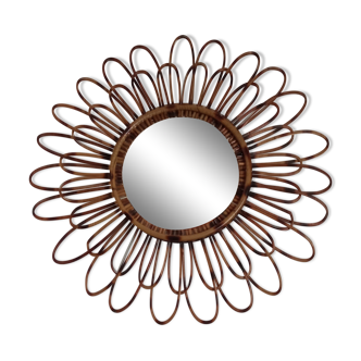 Miroir en bambou années 60 58cm