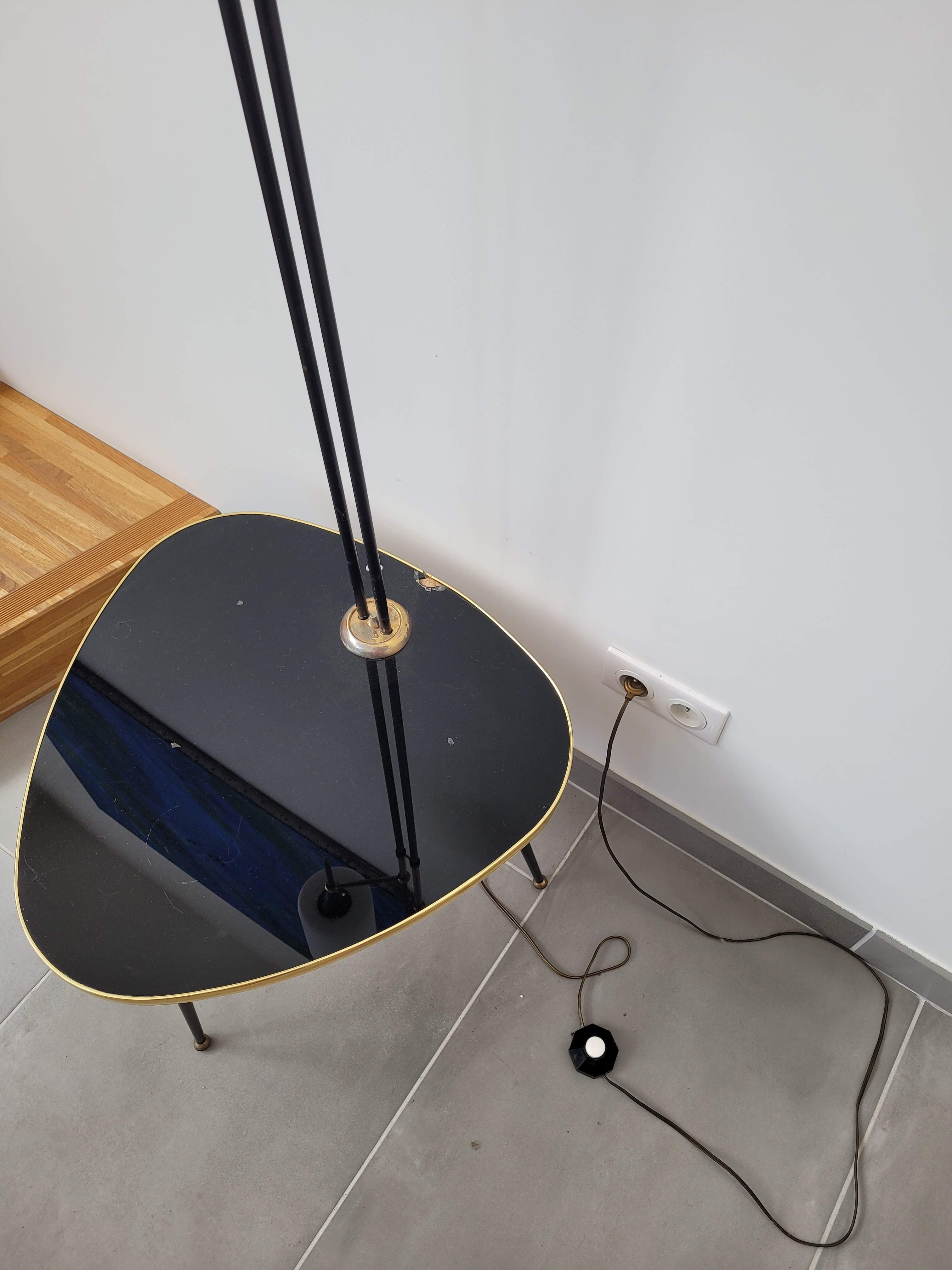 Floor lamp two glass globes and tablet