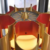 Gold and Orange Pendant Lamp by Bent Karlby for Lyfa, Denmark, 1960's
